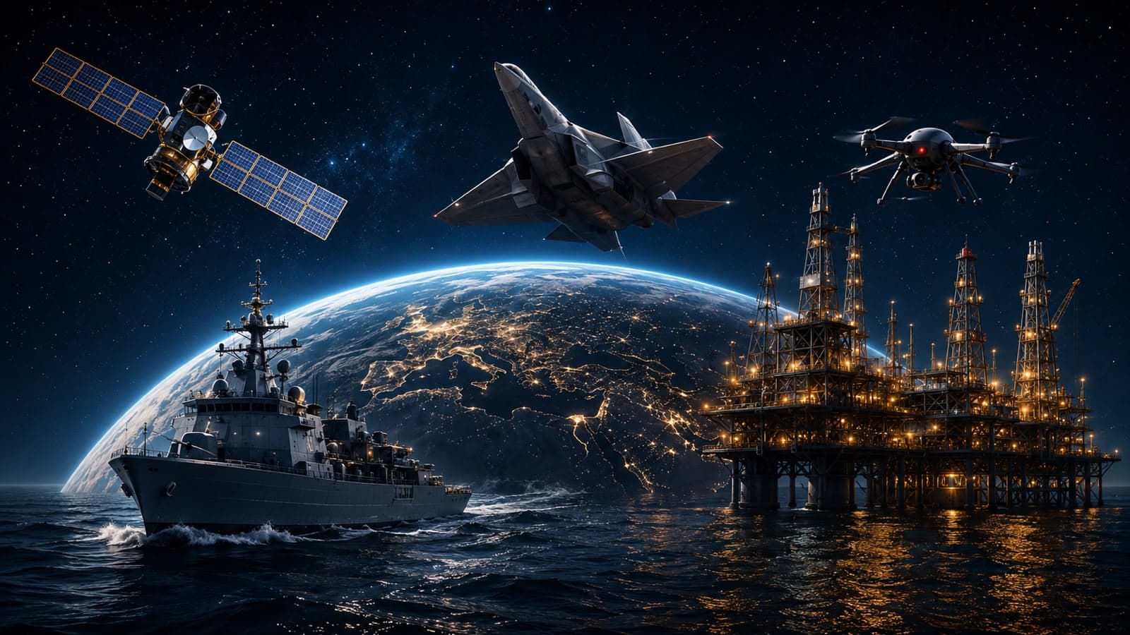 Concept visualization representing aerospace, maritime, space, energy, and autonomous-system domains