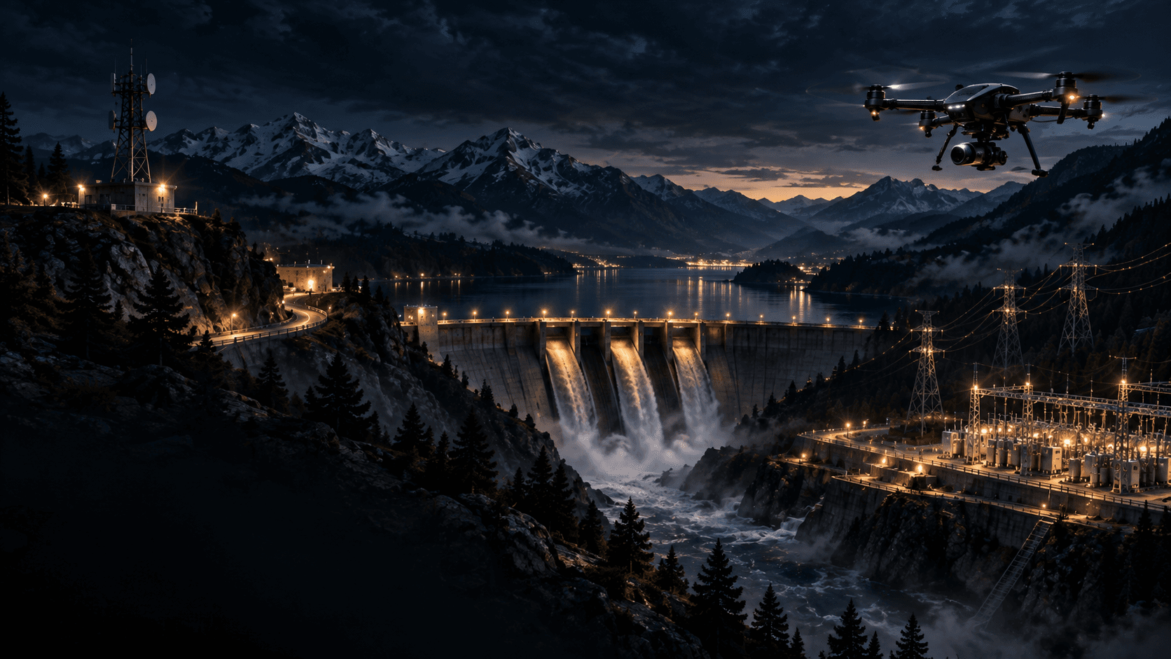 Concept visualization of autonomous inspection over resilient energy and dam infrastructure