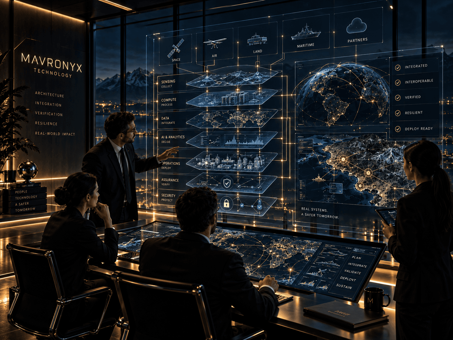 Concept visualization of systems architecture, interfaces, verification, resilience, and lifecycle integration